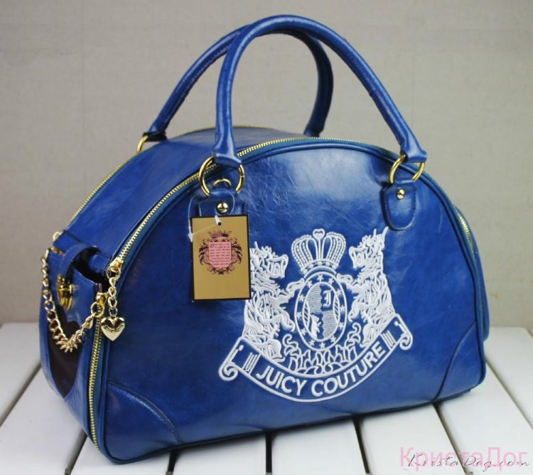 Сумка - переноска Juicy Couture синяя кожаная Сумка - переноска Juicy Couture синяя кожаная